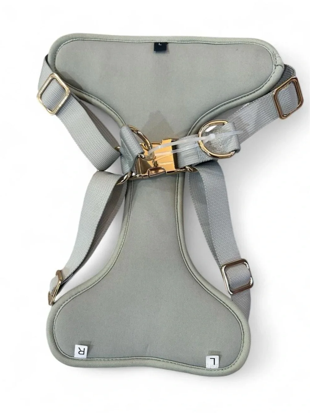 London Fog Sage Green Padded Mesh Dog Harness Gold Hardware Size Large NWOT
